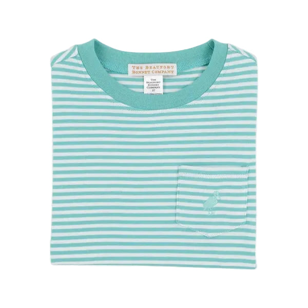 Carter Crewneck - Turks Teal Stripe Boy Shirt Beaufort Bonnet 