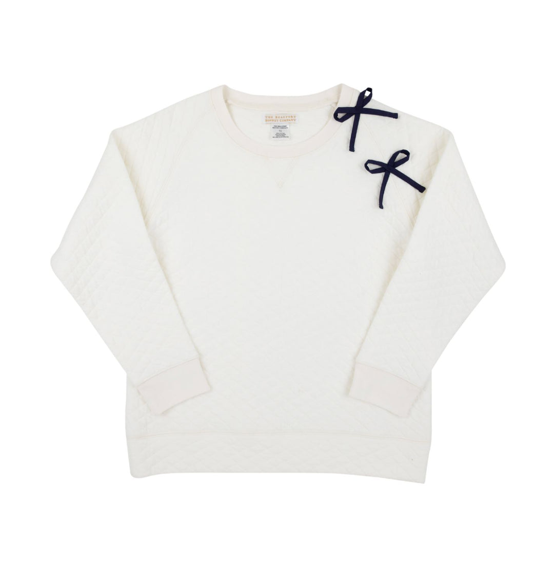 Cassidy Comfy Crewneck - Palmetto Pearl with Bows Girl Sweater Beaufort Bonnet 
