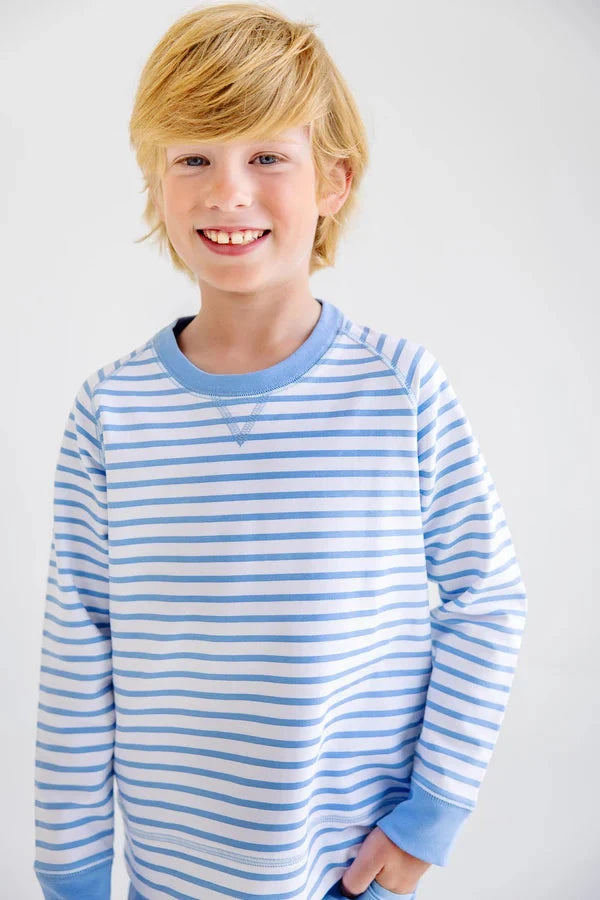 Cassidy Comfy Crewneck - Sarasota Sky Stripe Boy Sweater Beaufort Bonnet 