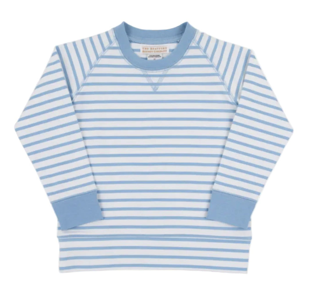 Cassidy Comfy Crewneck - Sarasota Sky Stripe Boy Sweater Beaufort Bonnet 