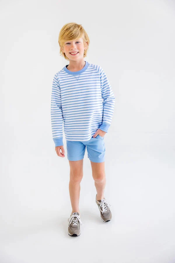 Cassidy Comfy Crewneck - Sarasota Sky Stripe Boy Sweater Beaufort Bonnet 