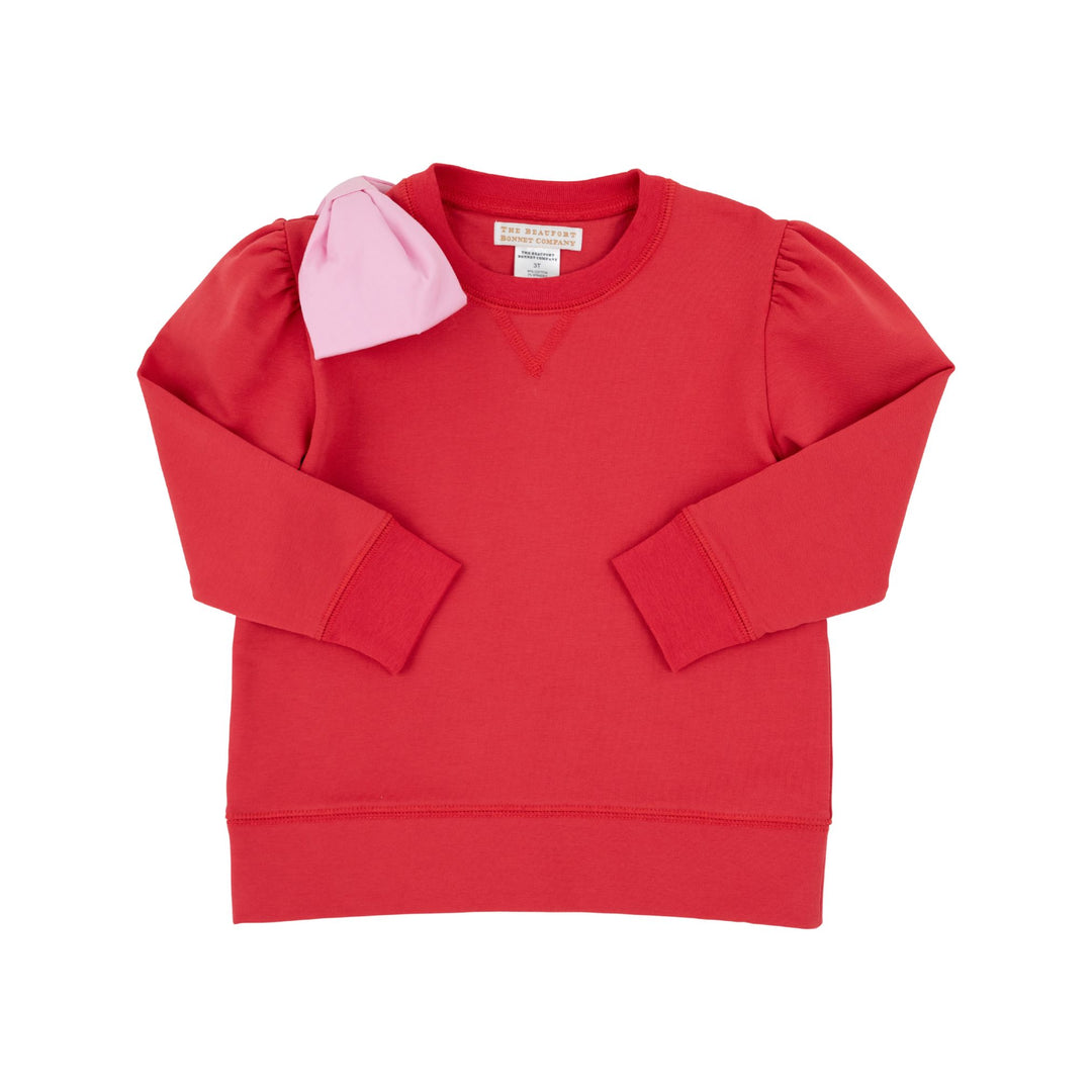 Cassidy Crewneck Bow Puff Sleeve - Richmond Red Girl Sweater Beaufort Bonnet 