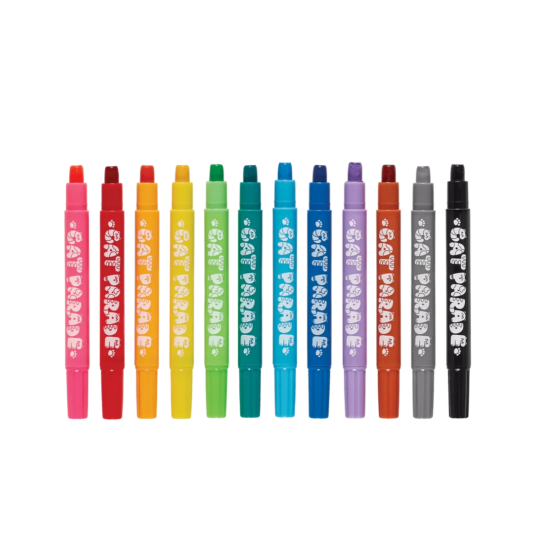 Cat Parade - Twist Up Watercolor Gel Crayons - Set of 12 Coloring Supplies Ooly 