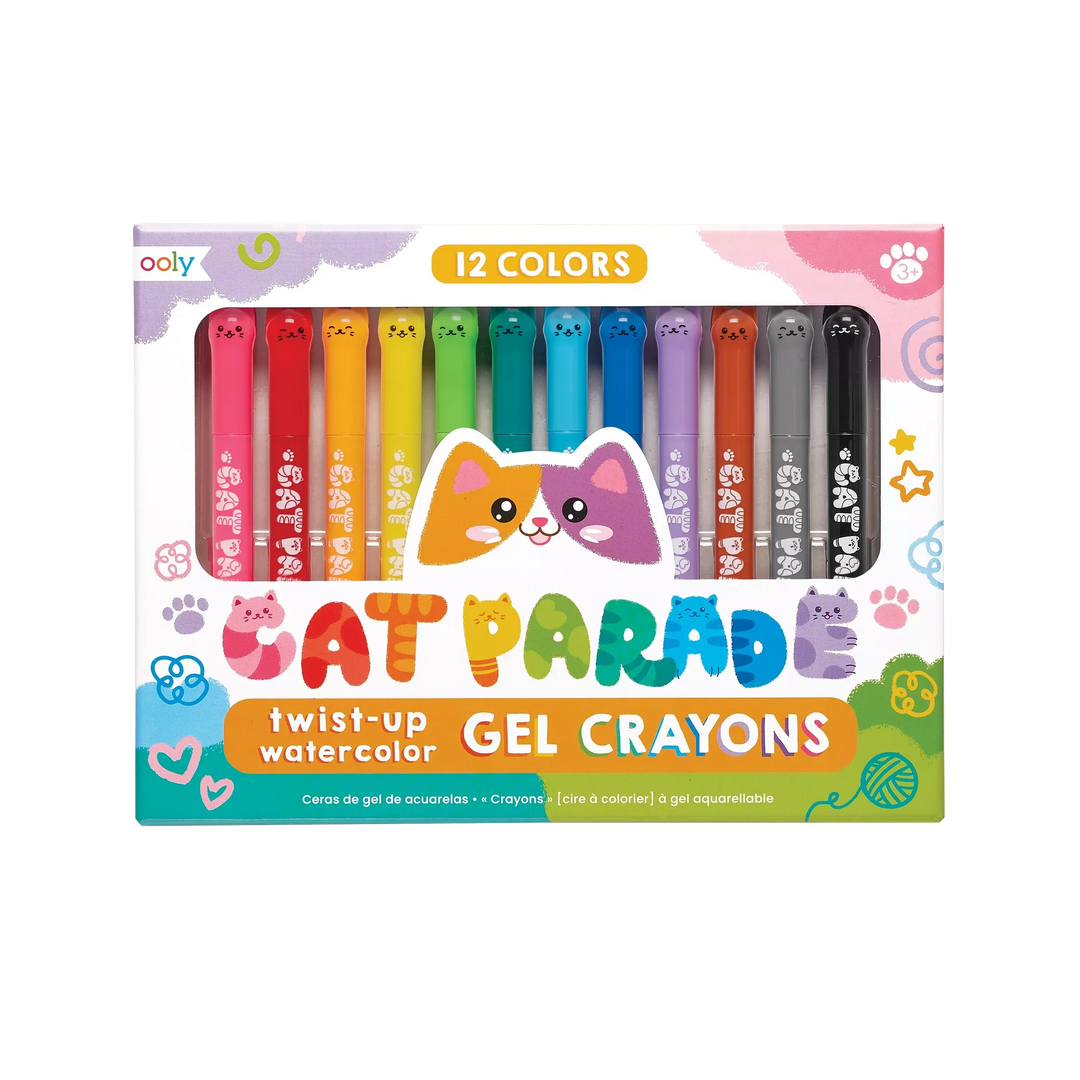 Cat Parade - Twist Up Watercolor Gel Crayons - Set of 12 Coloring Supplies Ooly 