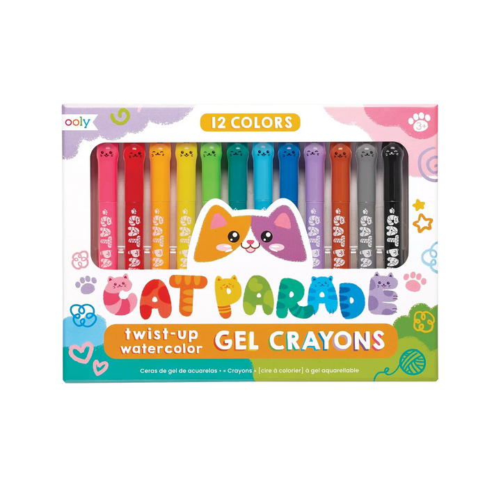 Cat Parade - Twist Up Watercolor Gel Crayons - Set of 12 Coloring Supplies Ooly 