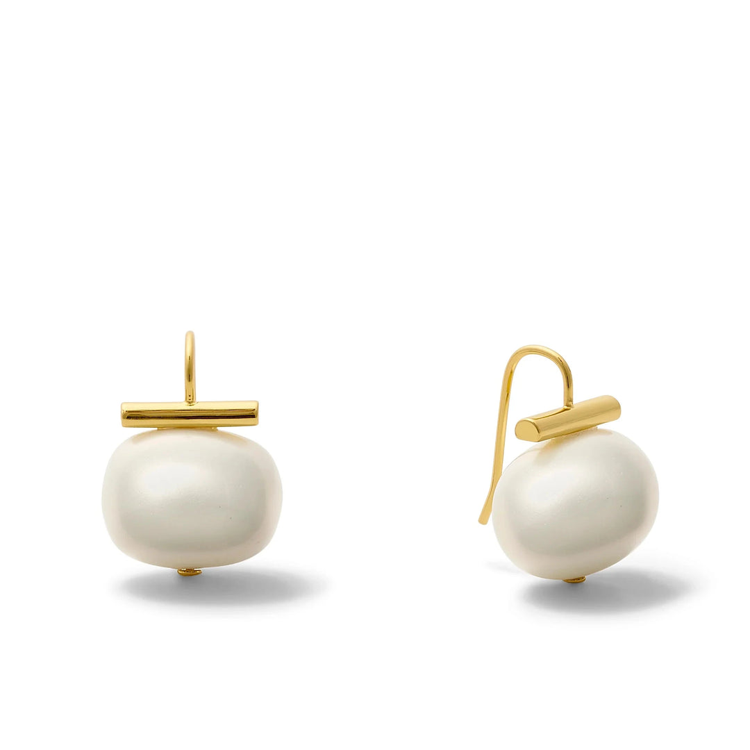 Catherine Canino Large Pebble Pearl Earrings - White Womens Earrings Catherine Canino 