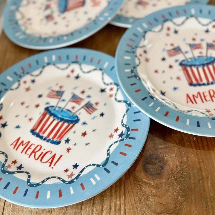 Celebrate America Melamine Plate - Set of 4 Dinner Plates Happy by Rachel 