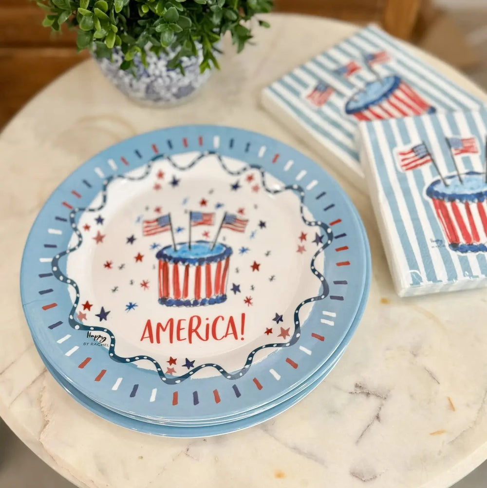 Celebrate America Melamine Plate - Set of 4 Dinner Plates Happy by Rachel 