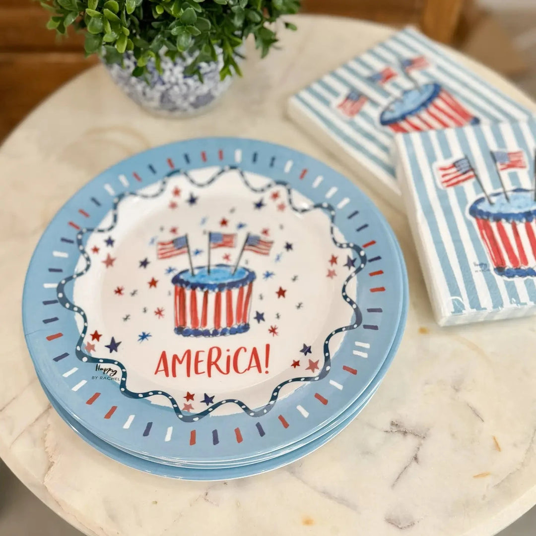 Celebrate America Melamine Plate - Set of 4 Dinner Plates Happy by Rachel 
