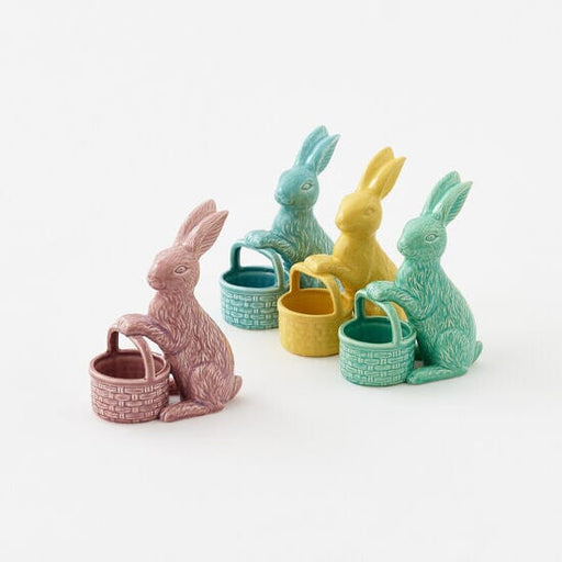 Ceramic Bunny with Basket Easter Decorations 180 Degrees 