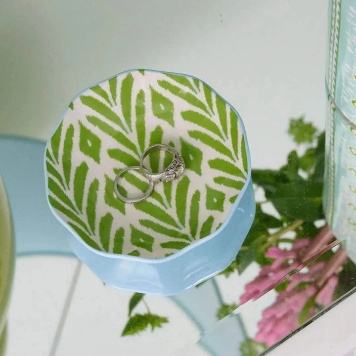 Ceramic Ring Dish - Petite Frond Green Ring Dish Laura Park Design 