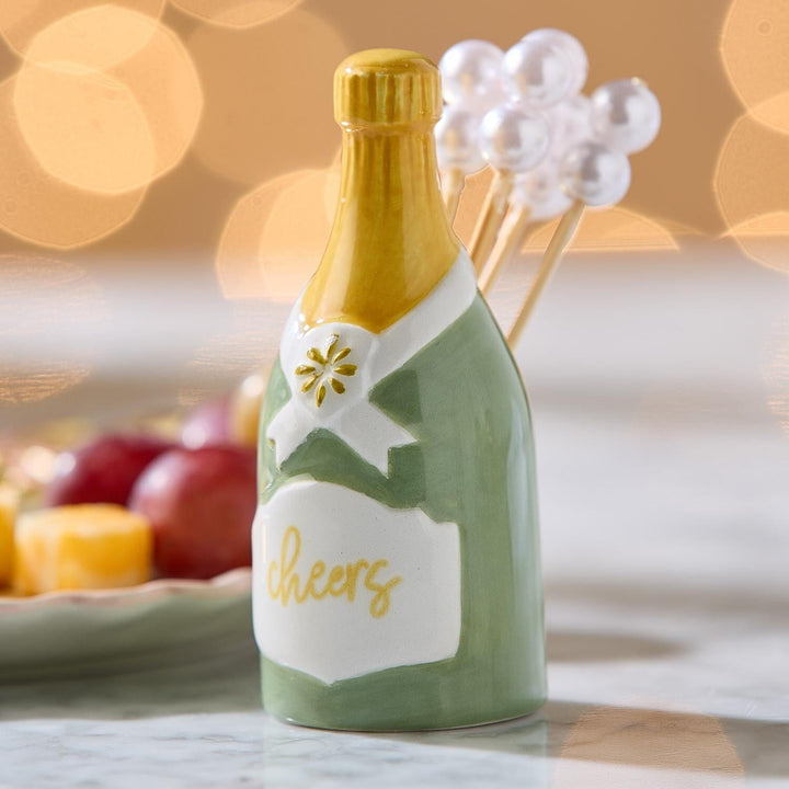 Champagne Bottle Pick Holder Toothpicks Two's Company 