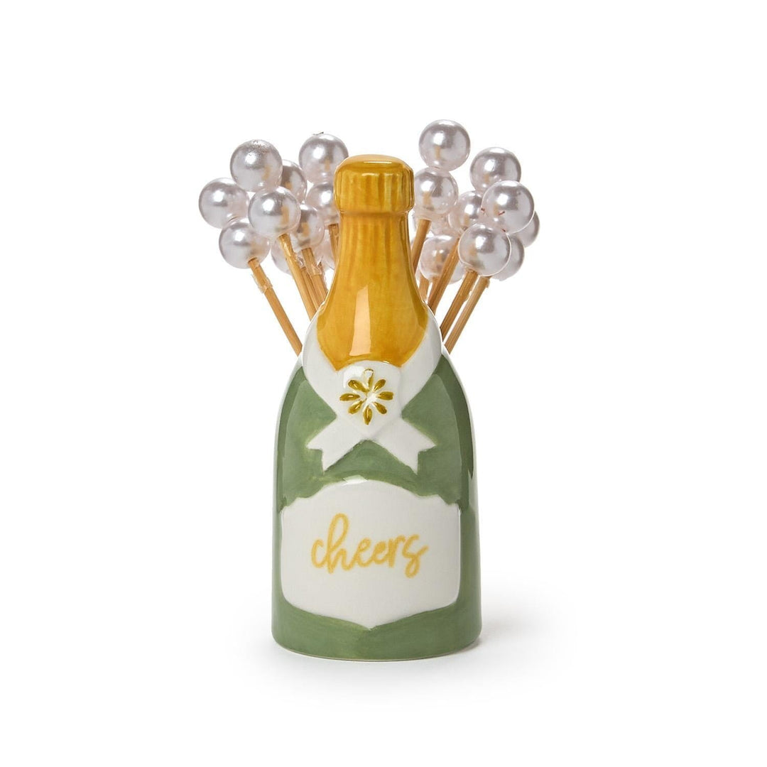 Champagne Bottle Pick Holder Toothpicks Two's Company 