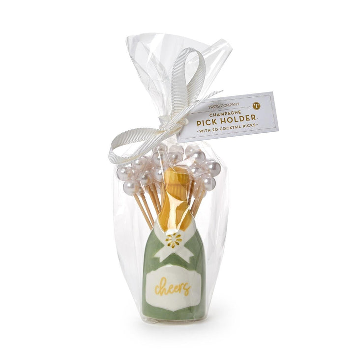 Champagne Bottle Pick Holder Toothpicks Two's Company 