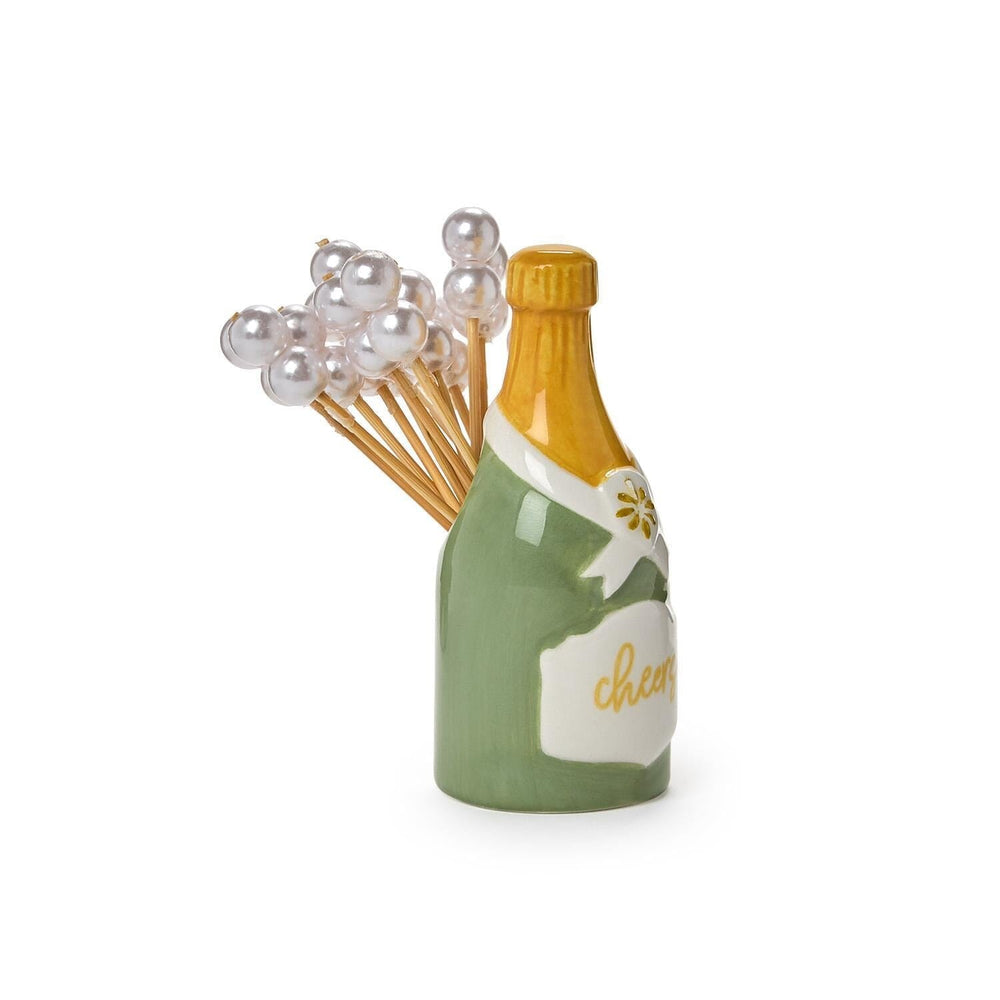 Champagne Bottle Pick Holder Toothpicks Two's Company 