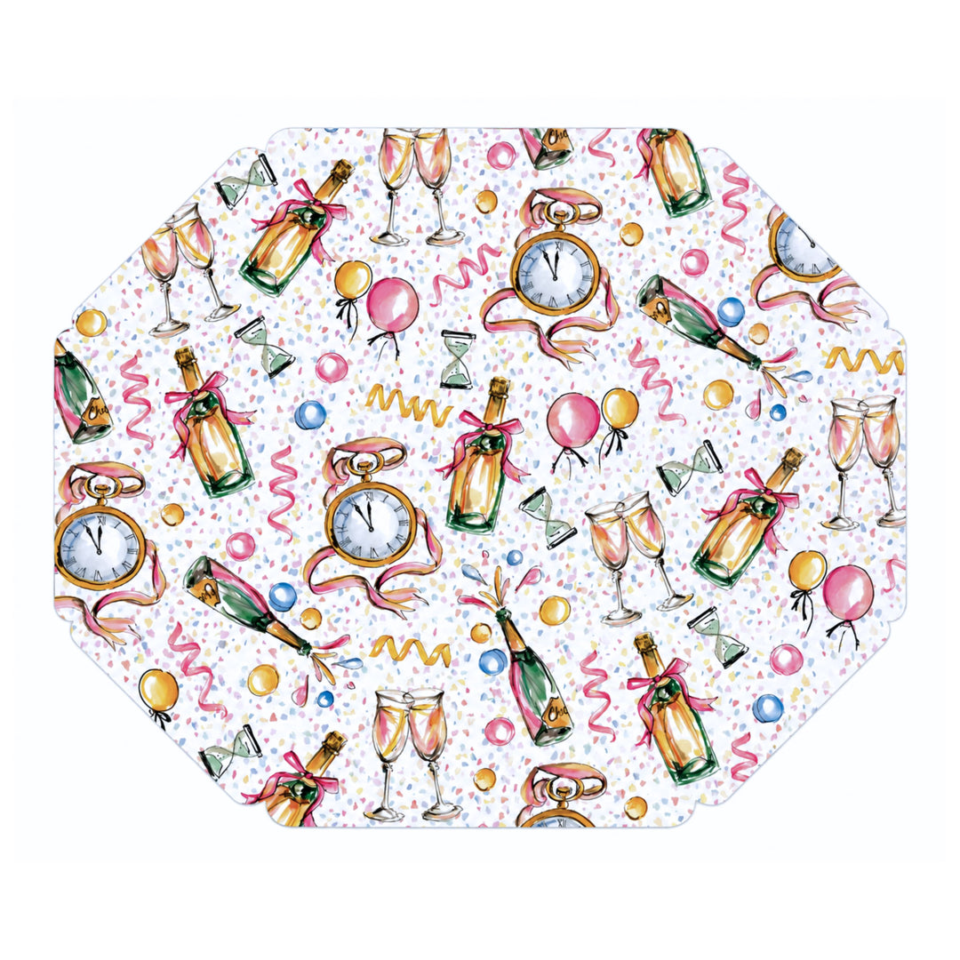 Champagne Bottles and Glasses Posh Die-Cut Placemat Placemats Rosanne Beck 