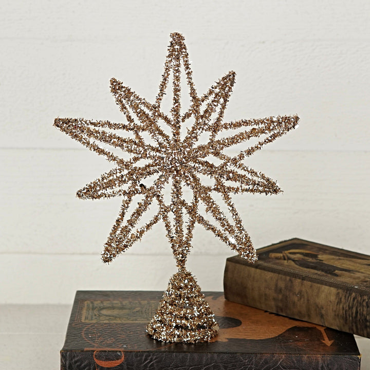 Champagne Tinsel Star Tree Topper Tree Topper Impressive Enterprises 