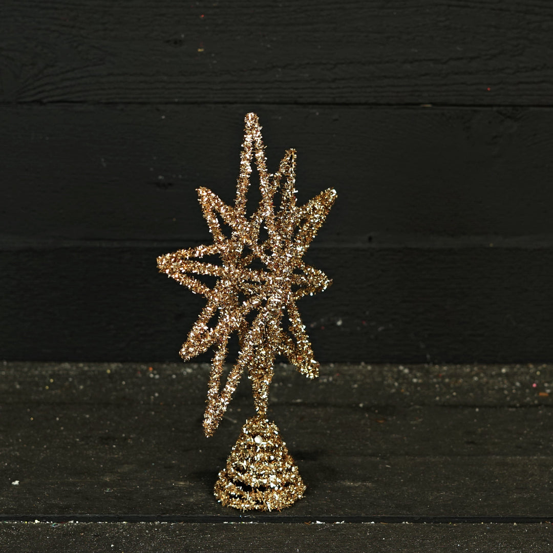 Champagne Tinsel Star Tree Topper Tree Topper Impressive Enterprises 