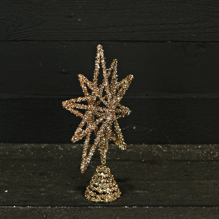 Champagne Tinsel Star Tree Topper Tree Topper Impressive Enterprises 