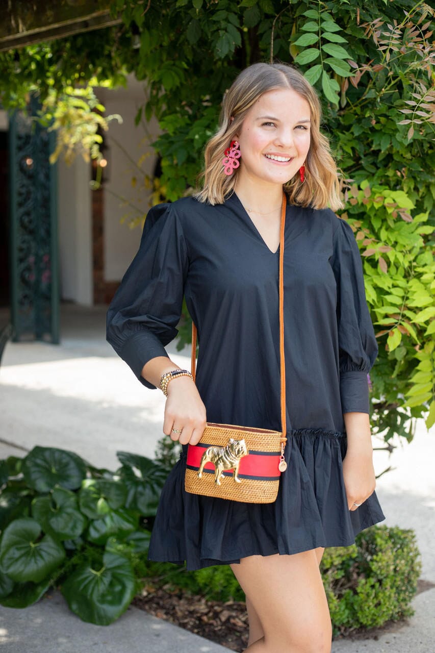 Charlotte Crossbody Small - Black and Red Layer with Bulldog Clutch Lisi Lerch 