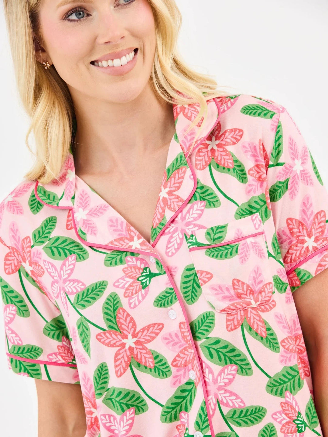 Charlotte Pajama Pant Set - Island Muse Pink Womens Pajamas Mary Square 