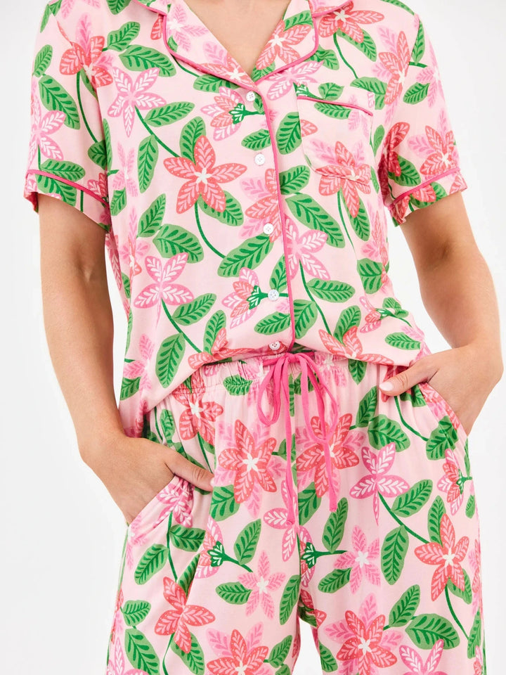 Charlotte Pajama Pant Set - Island Muse Pink Womens Pajamas Mary Square 