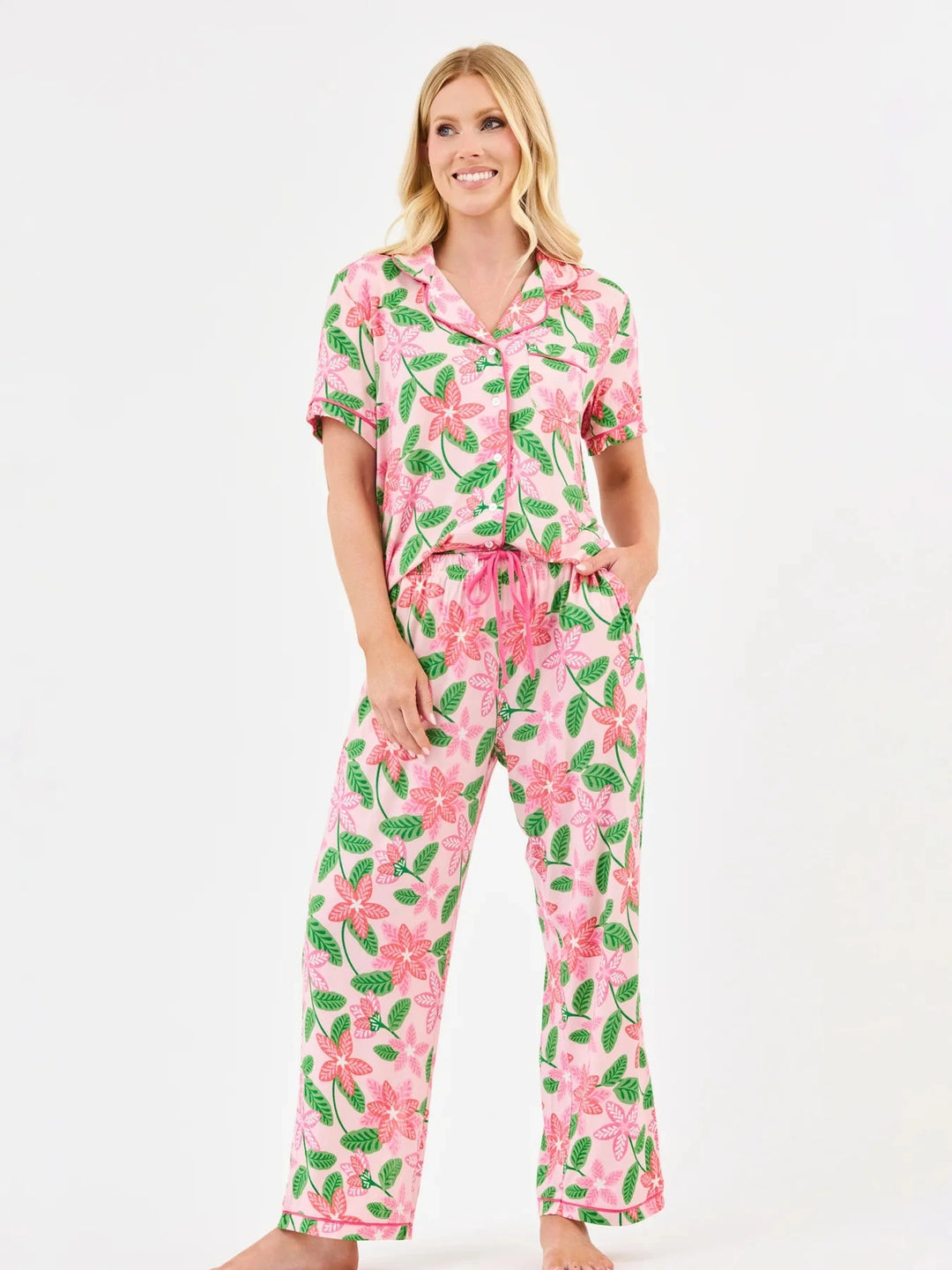 Charlotte Pajama Pant Set - Island Muse Pink Womens Pajamas Mary Square 