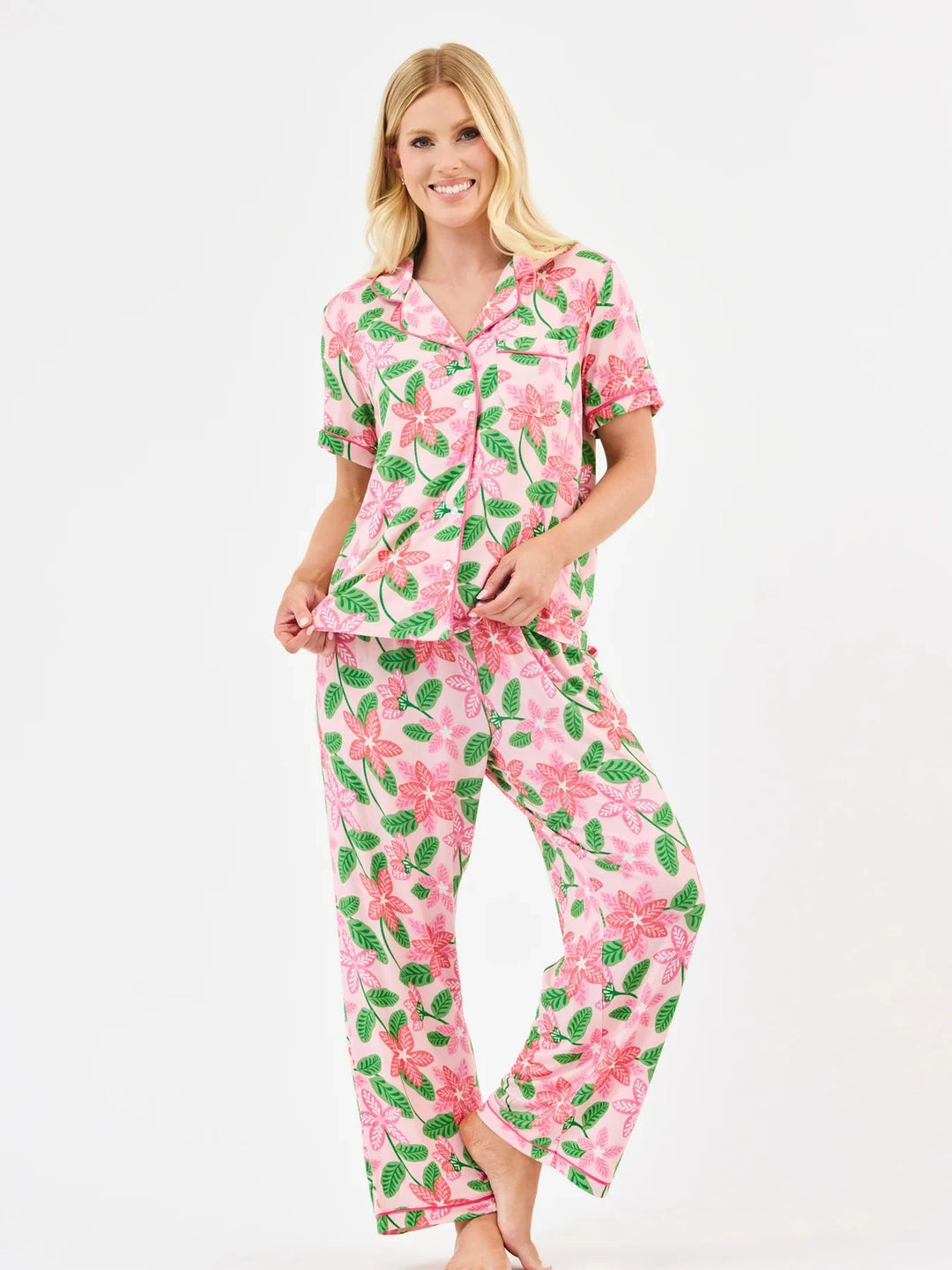 Charlotte Pajama Pant Set - Island Muse Pink Womens Pajamas Mary Square 