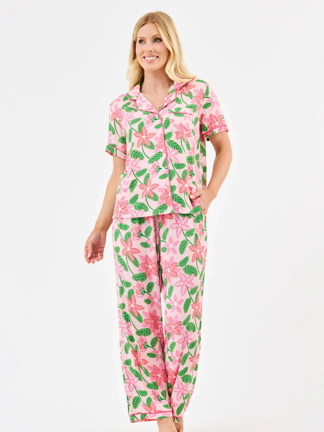 Charlotte Pajama Pant Set - Island Muse Pink Womens Pajamas Mary Square 