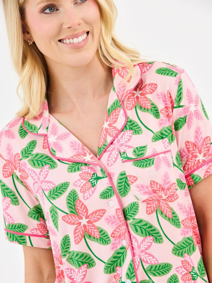 Charlotte Pajama Pant Set - Island Muse Pink Womens Pajamas Mary Square 
