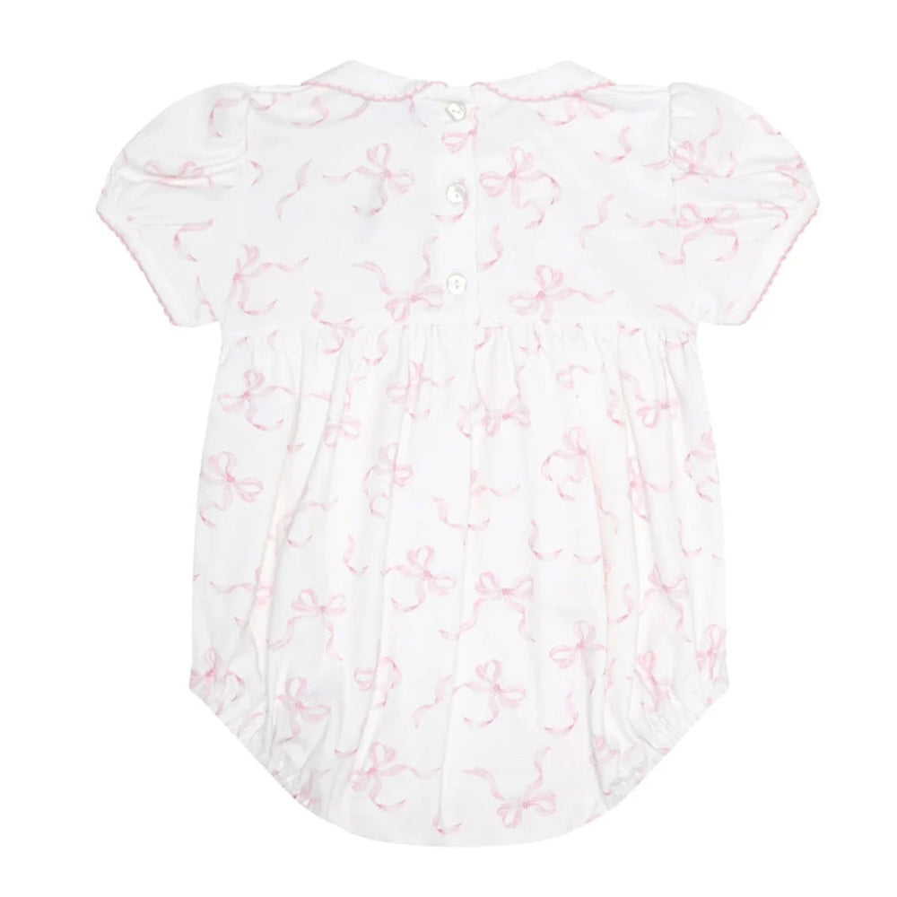 Charming Bows Print Smocked Bubble Girl Bubble Nella Pima 