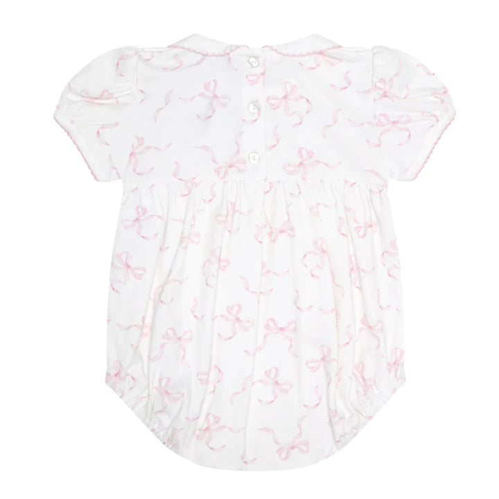 Charming Bows Print Smocked Bubble Girl Bubble Nella Pima 