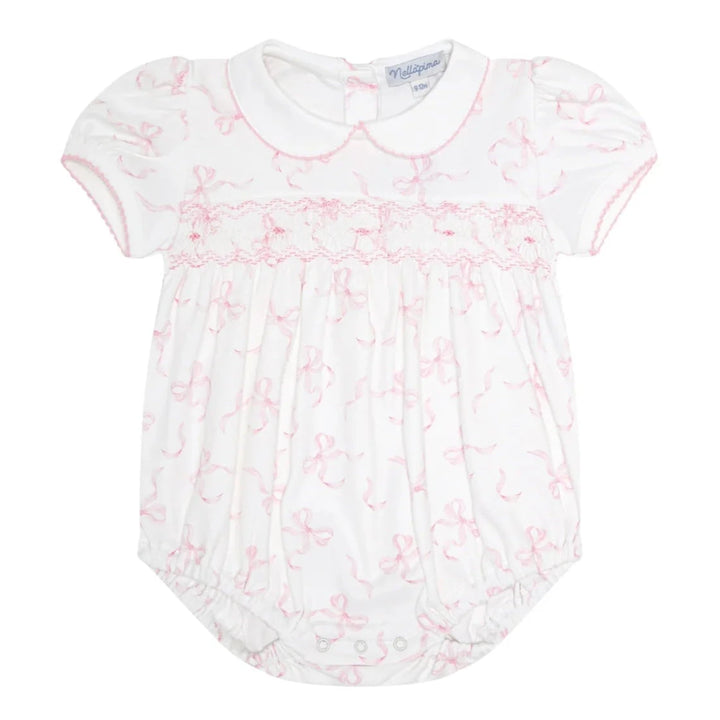Charming Bows Print Smocked Bubble Girl Bubble Nella Pima 
