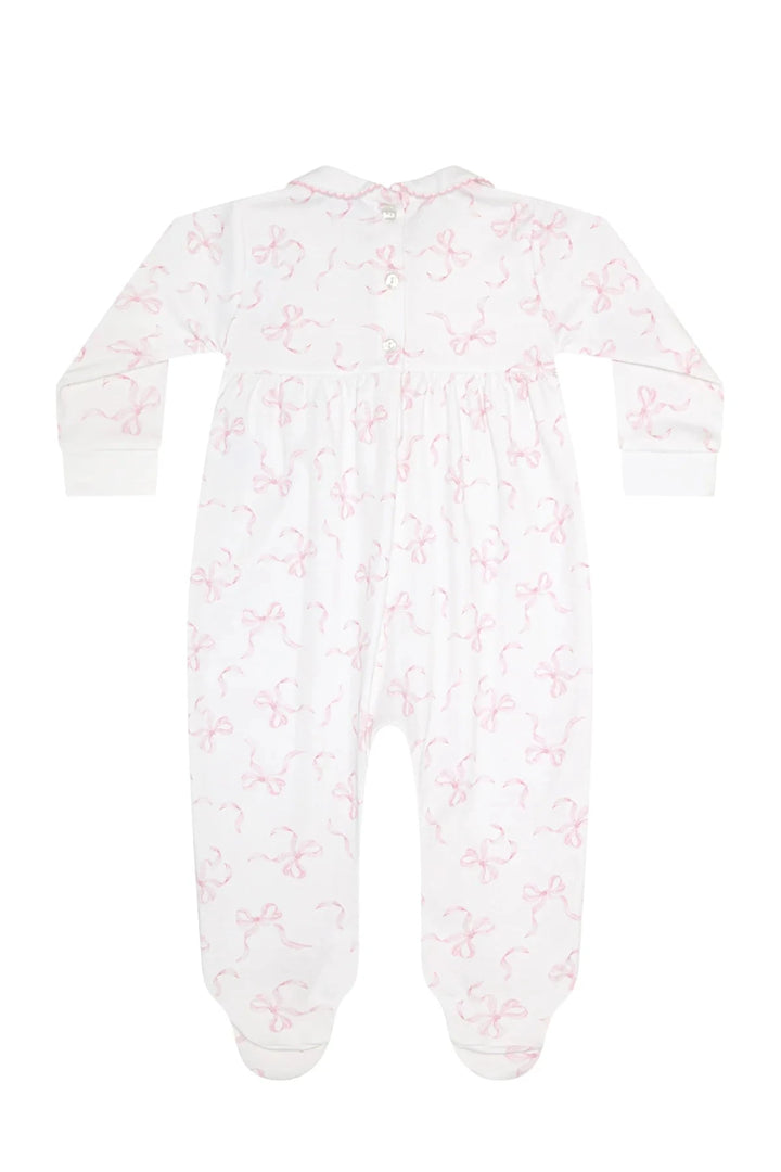 Charming Bows Print Smocked Footie Girl Footie Nella Pima 