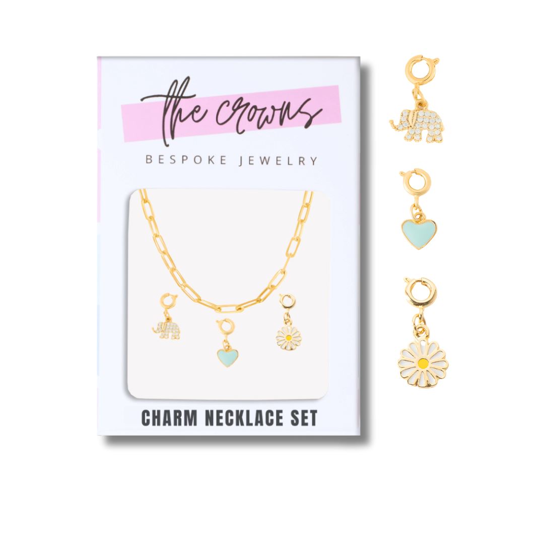 Charms and Necklace Set - Elephant, Heart, Daisy Child Necklace The Crowns 