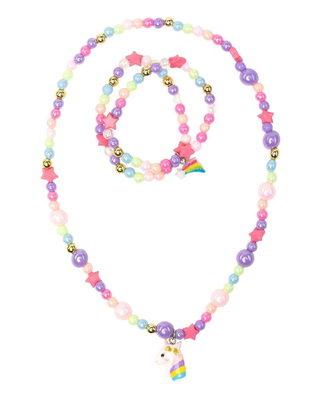 Cheerful Starry Unicorn Necklace Bracelet Set Girl Necklace Great Pretenders 