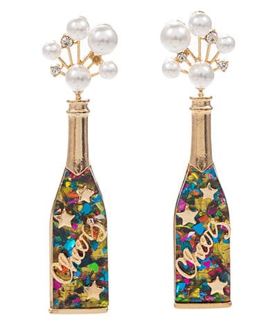 Cheers Champagne Glitter Earrings Womens Earrings Golden Stella 