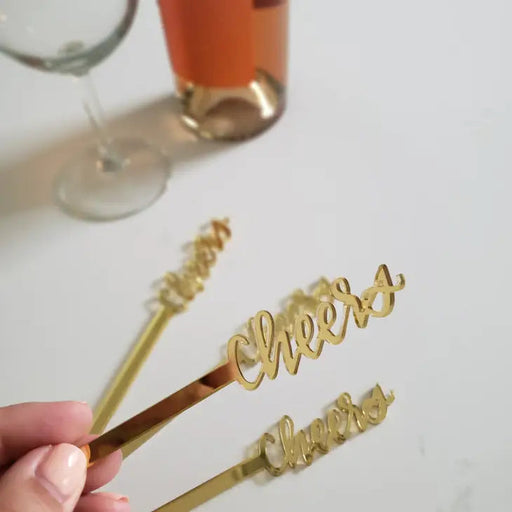 Cheers Gold Mirrored Stir Stick Stir Sticks FioriBelle 