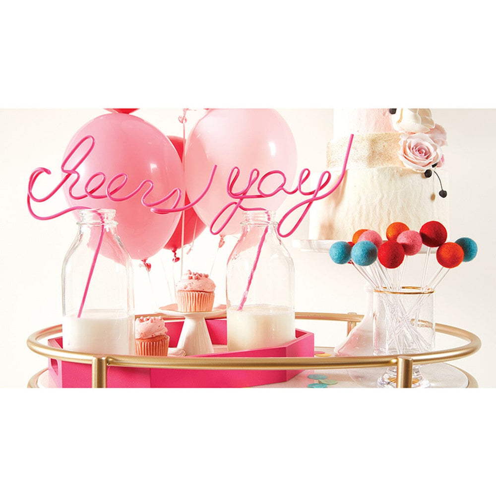 Cheers Straw - Pink Drinking Straws Slant 