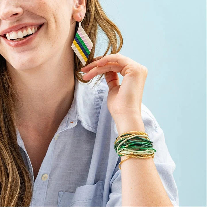 Chelsea 18 Strand Beaded Bracelet - Green Womens Bracelet Ink and Alloy 