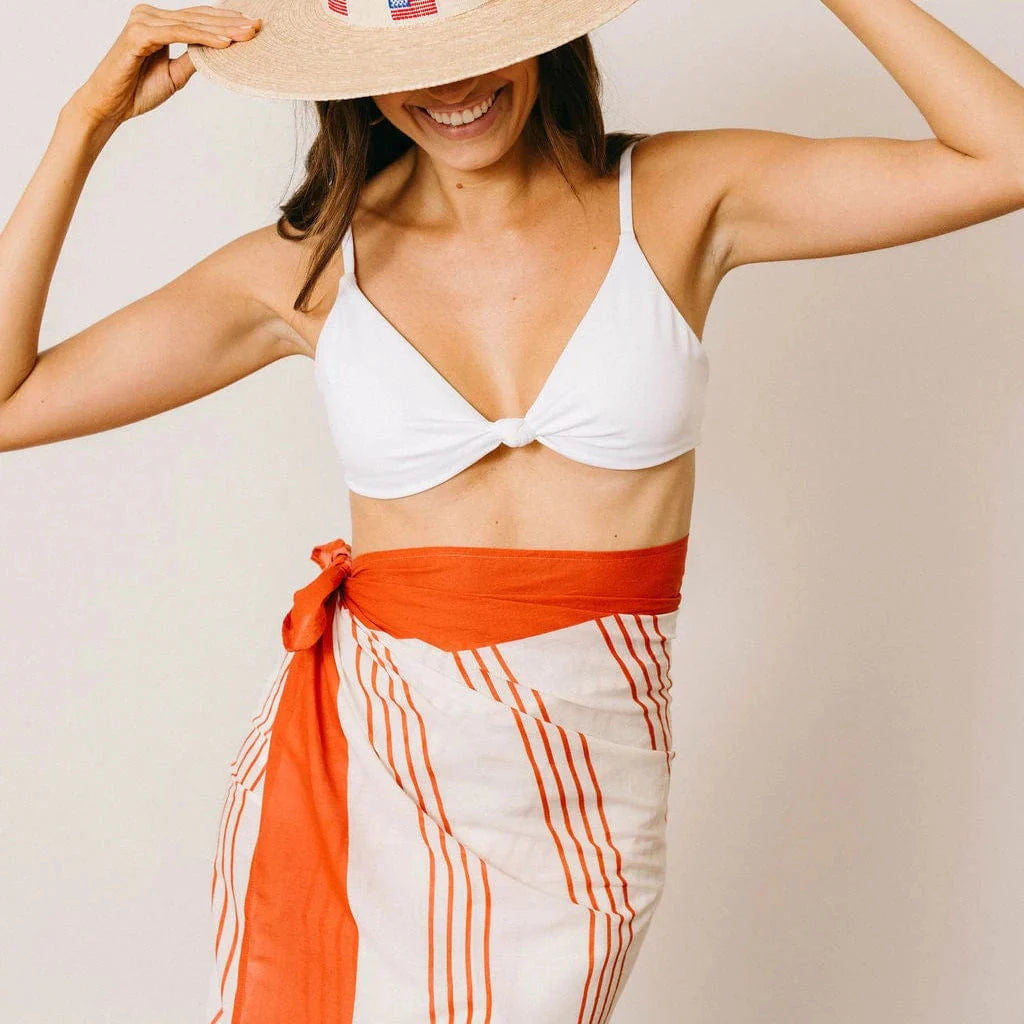 Cherry Pinstripe Sarong Womens Cover Up Sunshine Tienda 