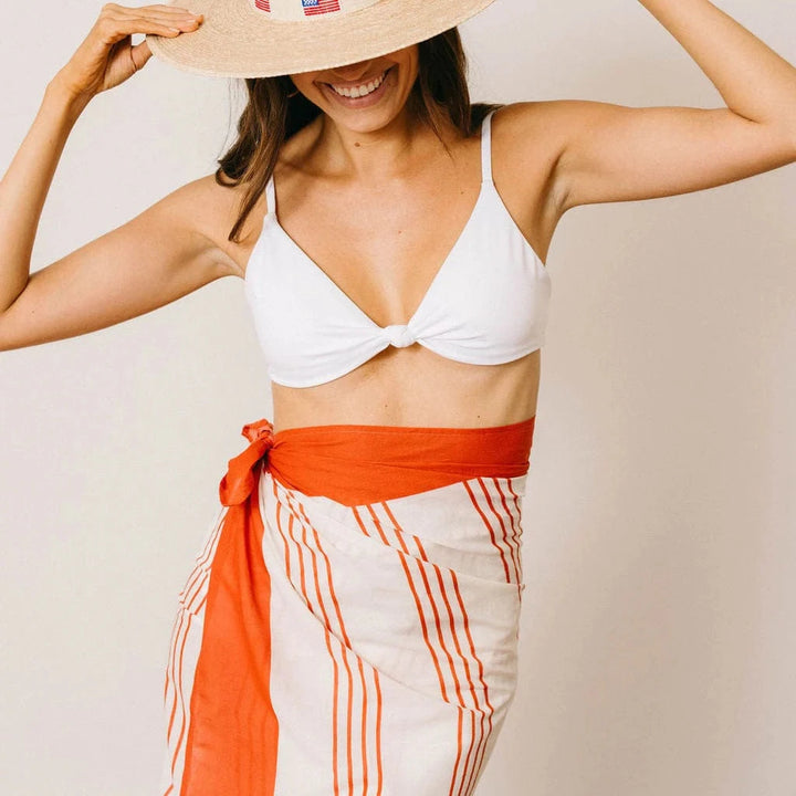 Cherry Pinstripe Sarong Womens Cover Up Sunshine Tienda 