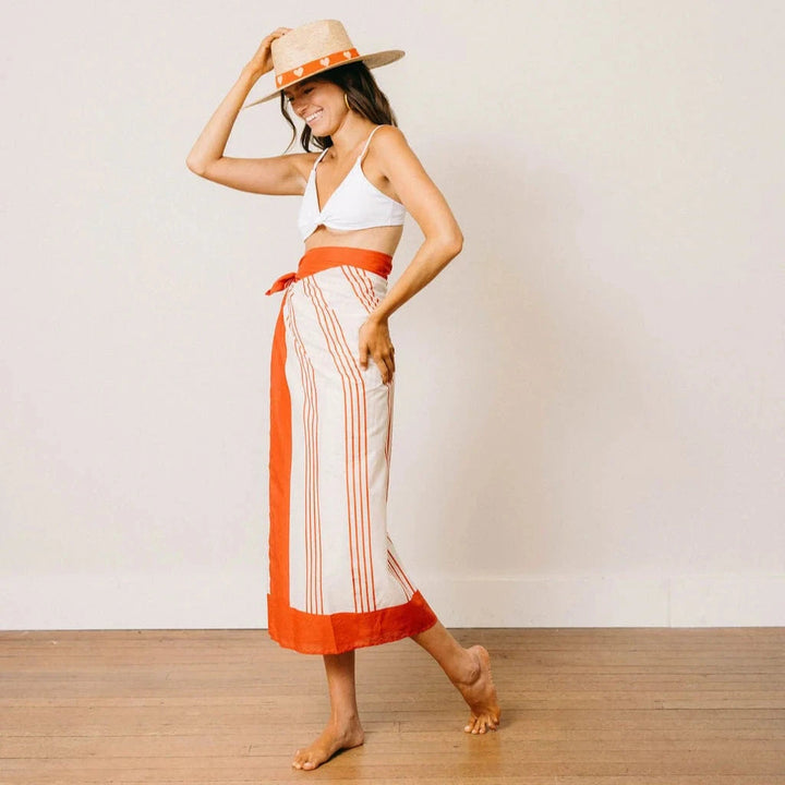 Cherry Pinstripe Sarong Womens Cover Up Sunshine Tienda 