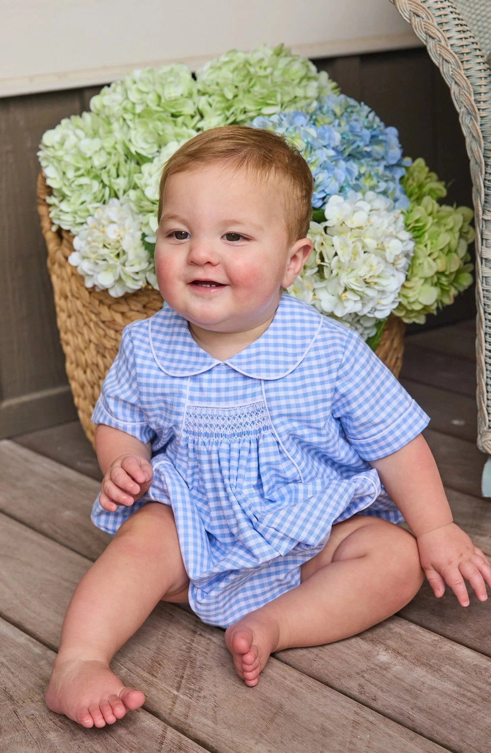 Chest Smocked Bubble - Mayfair Gingham Boy Bubble Little English 