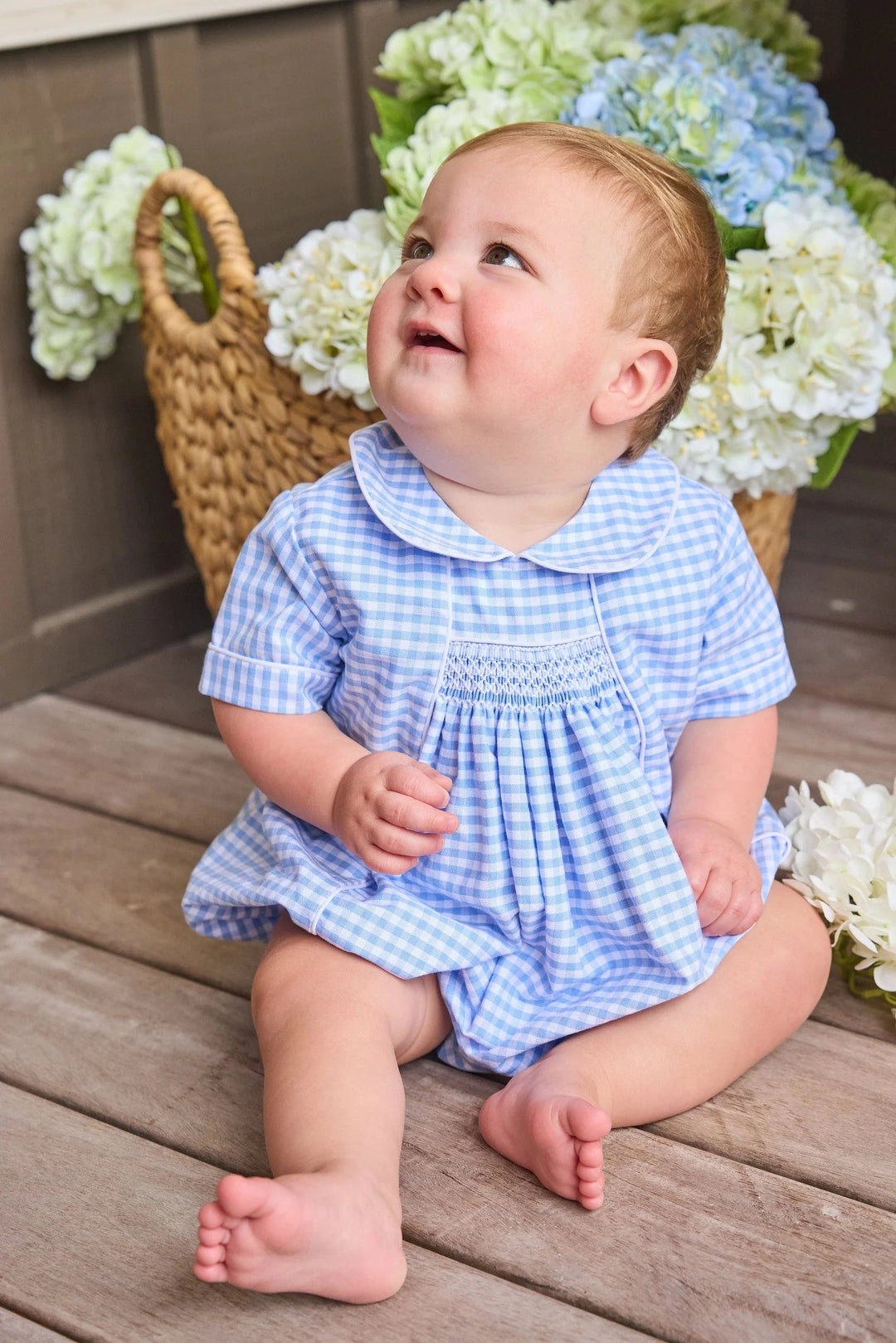Chest Smocked Bubble - Mayfair Gingham Boy Bubble Little English 