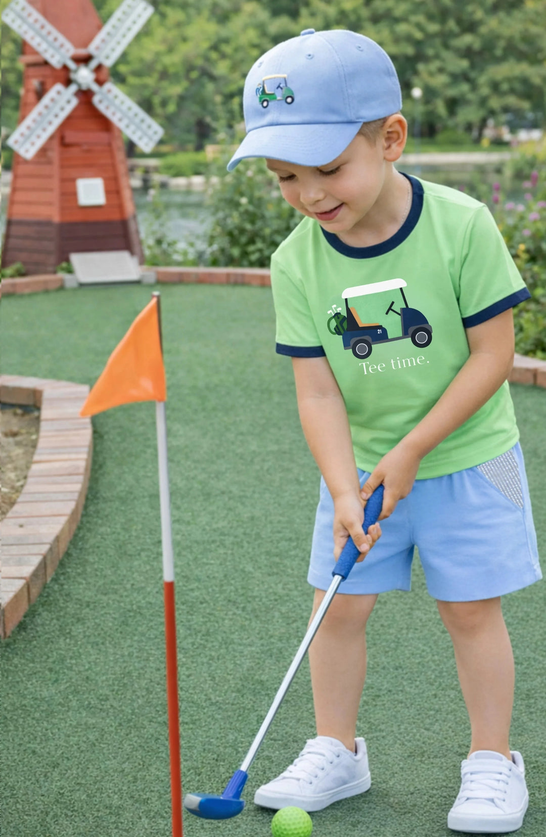 Children's Baseball Hat - Golf Cart Boy Hat Bits & Bows 