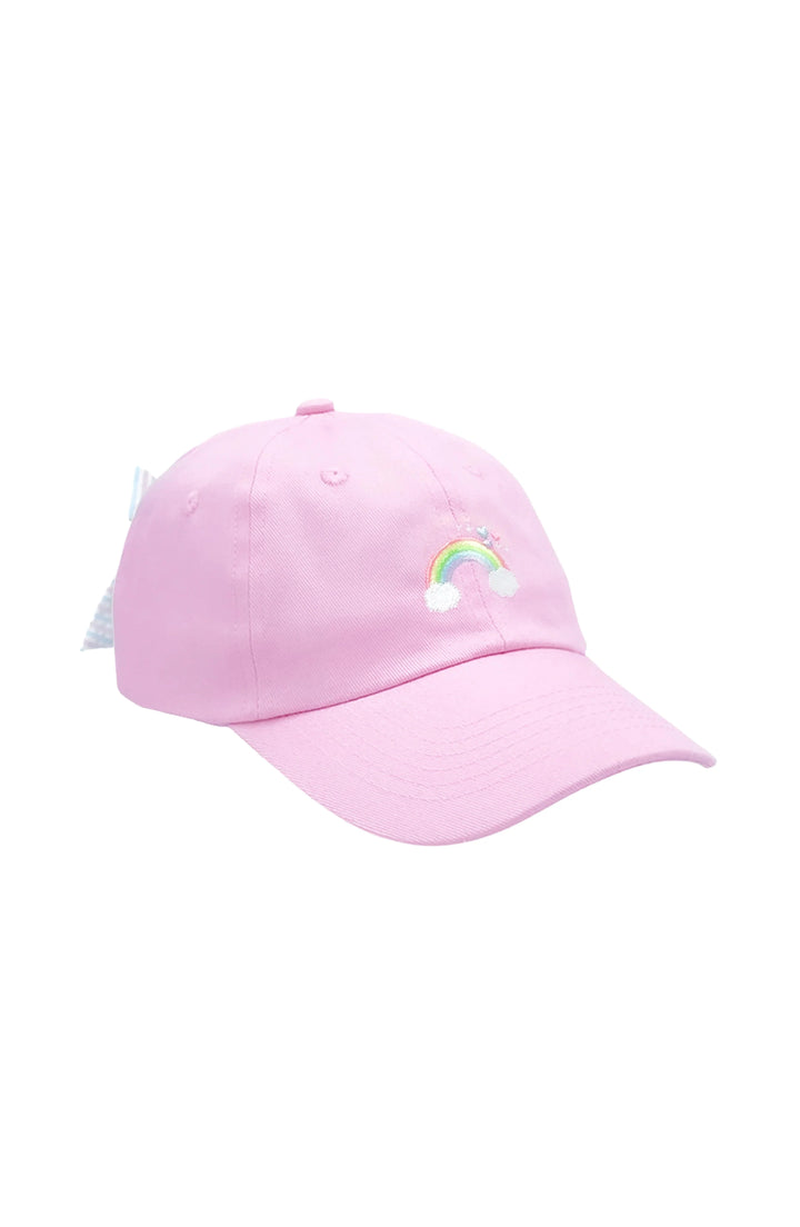 Children's Baseball Hat - Rainbow Sparkle Bow Girl Hat Bits & Bows 