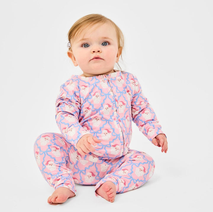 Children's Pajama Set - Santa Baby Bows - Infant and Toddler Child Pajamas Mary Square 0-3m 