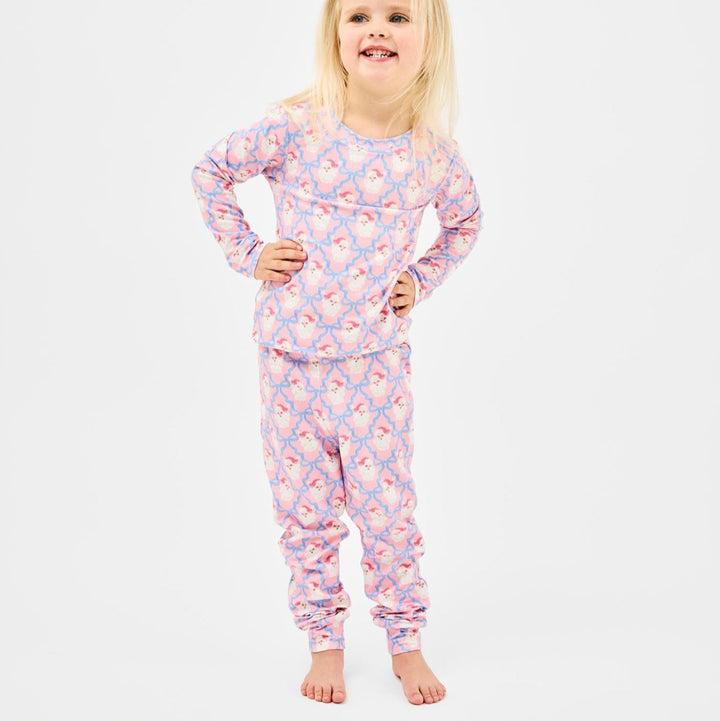 Children's Pajama Set - Santa Baby Bows - Infant and Toddler Child Pajamas Mary Square 2T 