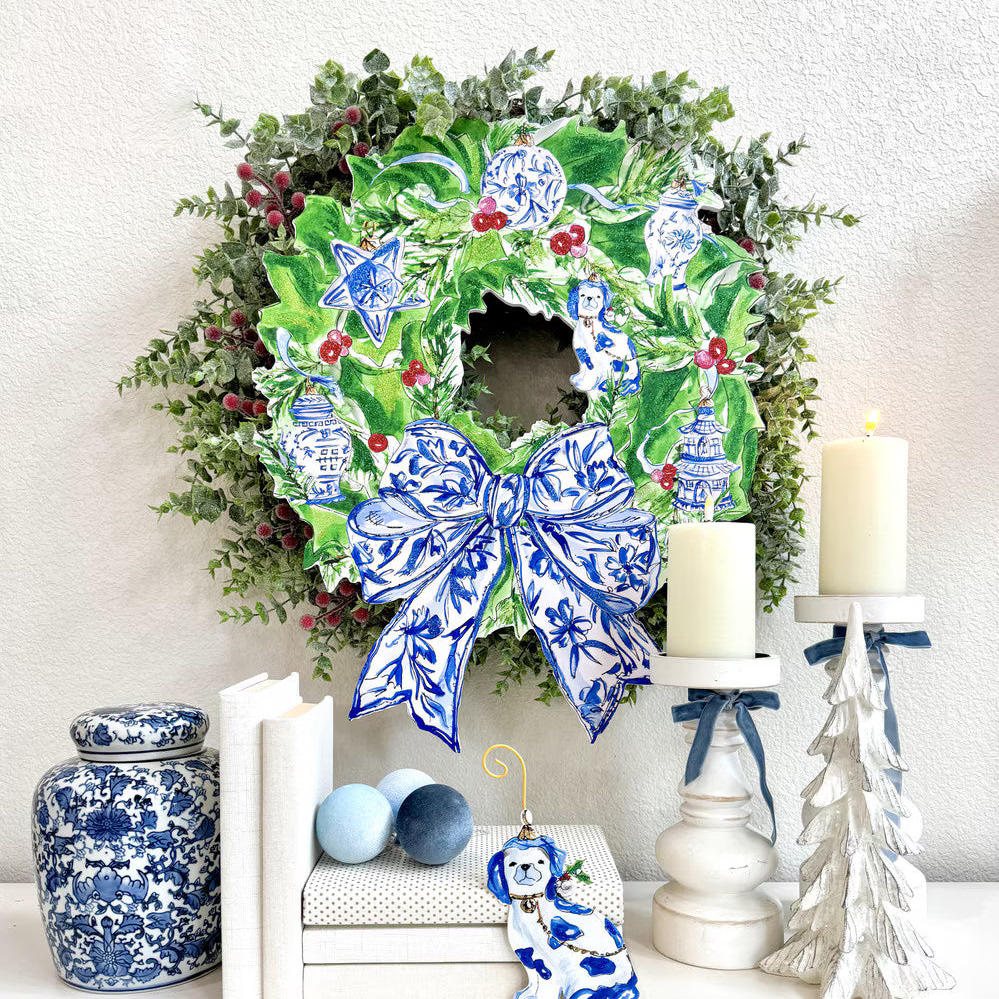 Chinoiserie Bow Wreath Door Hanger Door Hanger Round Top Collection 